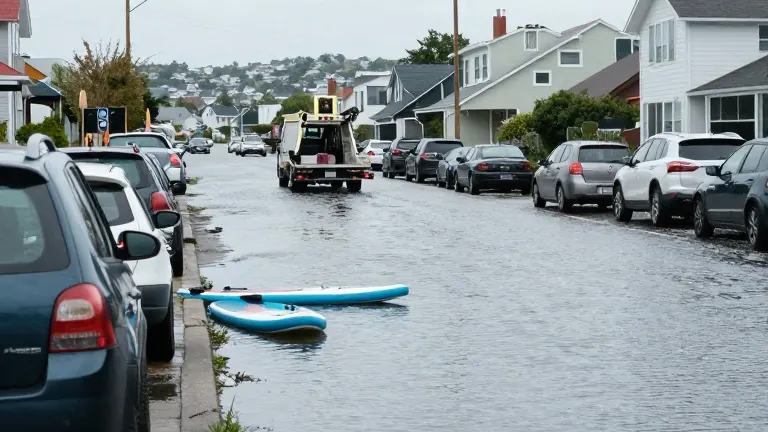 Illustration for: High tides flood streets in Mill Valley and Balboa Peninsula