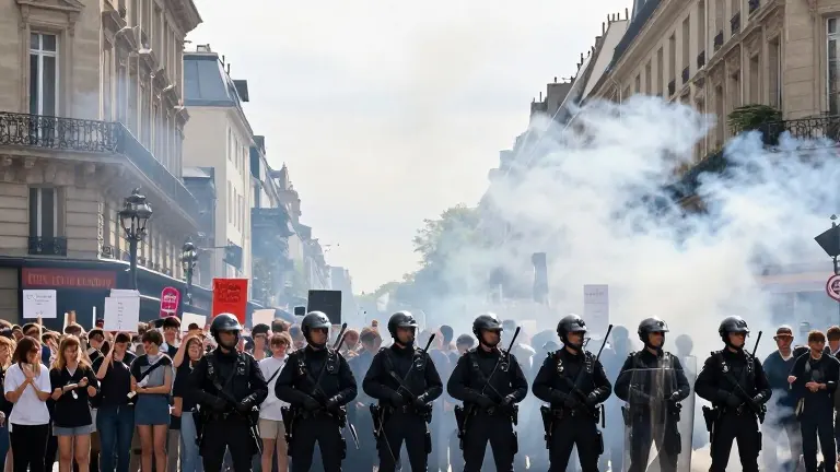 Illustration for: Student Unrest: Macron Orders 70,000 Officers and 10,000 Arrests
